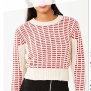 Red & White Cropped Cooperative UO sweater